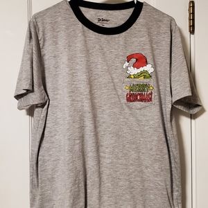 Grinch Merry Grinchmas T-Shirt Christmas Pocket Ringer Tee Medium Holidays